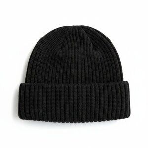BOELTER - Black Wide Ribbed Beanie - classic stretchy - OZ